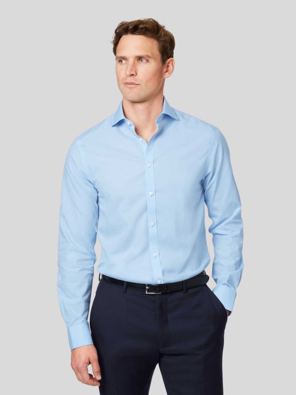 Charles Tyrwhitt Non-Iron Stretch Poplin Shirt Extra Slim Fit - Sky Blue 17/34